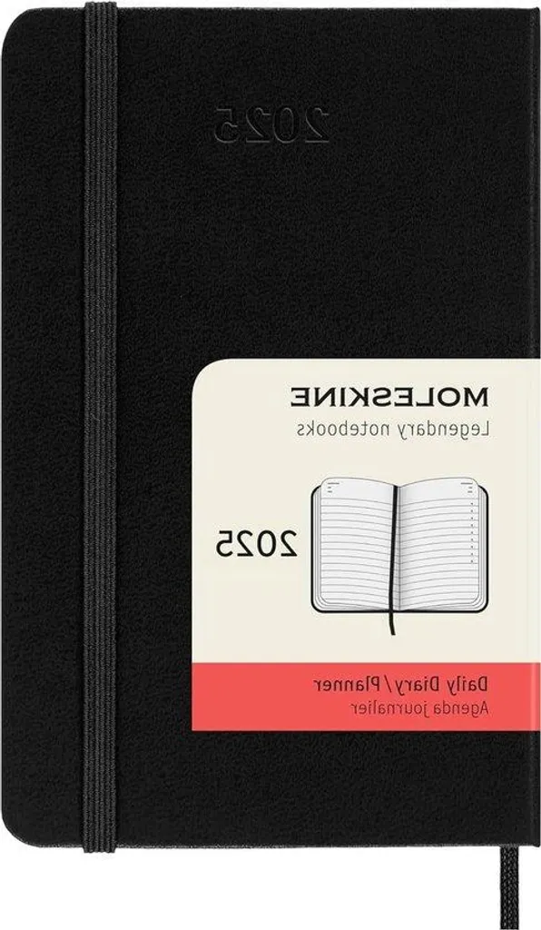 Agenda 2025 noir de poche avec couverture rigide et papier certifié FSC