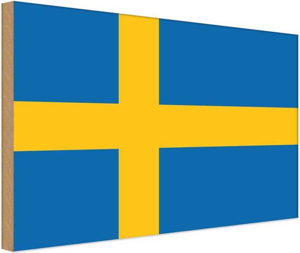 vianmo Holzschild 30x40 cm Schwedens Sweden Flagge Fahne Wappen