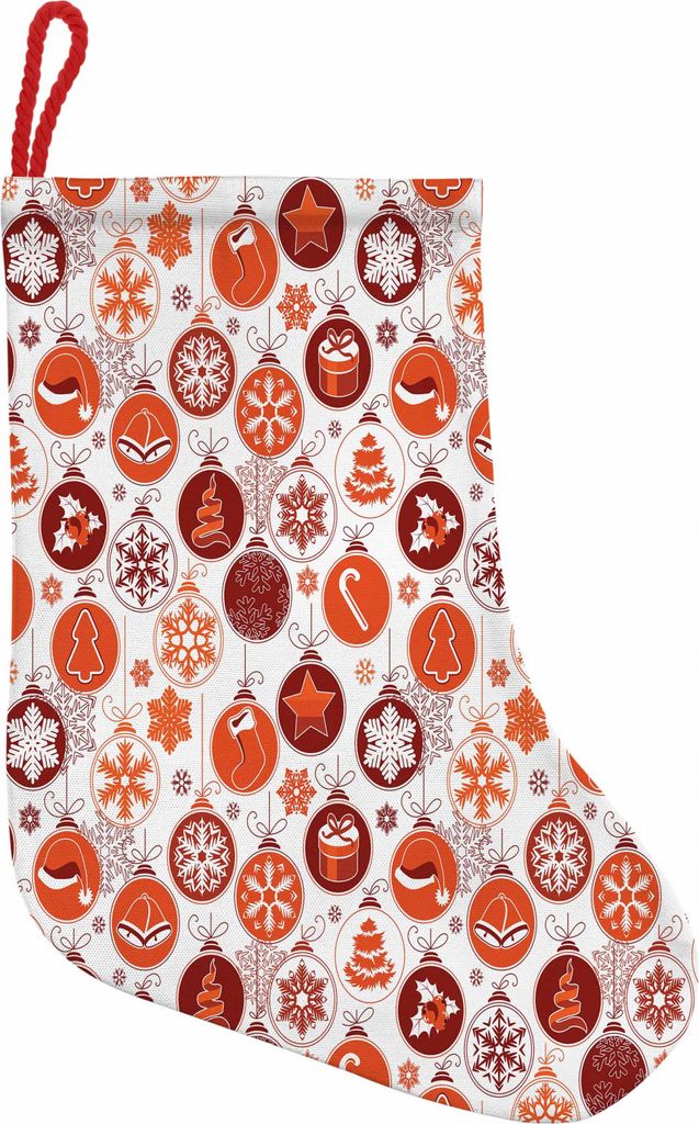 ABAKUHAUS Weihnachten Hängende Nikolausstiefel Weihnachtssocken, Vintage Weihnachtsszene, Weihnachtsstrumpf zum Aufhängen, 25x35cm, Weiß und Ver...