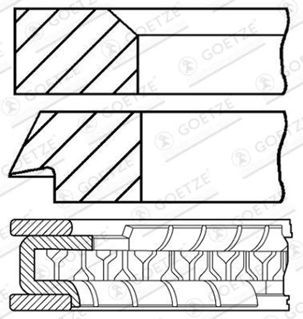 GOETZE ENGINE 08-104200-00 Set di fasce elastiche OE 7701471283 compatibile con GS, Classe CLC, Sprinter, Cavalier, Scepter, Laguna, Elgrand, Aveo, A4 8D, Grande Punto, Focus, Ulysse, Coupé, Classe E, Espace, C5, Golf Plus, A4 8E, 206, Partner, Passat 3B, Optra, A6 4F, Bora, Hiace, 205, Thalia, Scenic, Sandero, Modus, Megane, Logan, Kangoo, Fluence, Duster, Clio, Kubistar