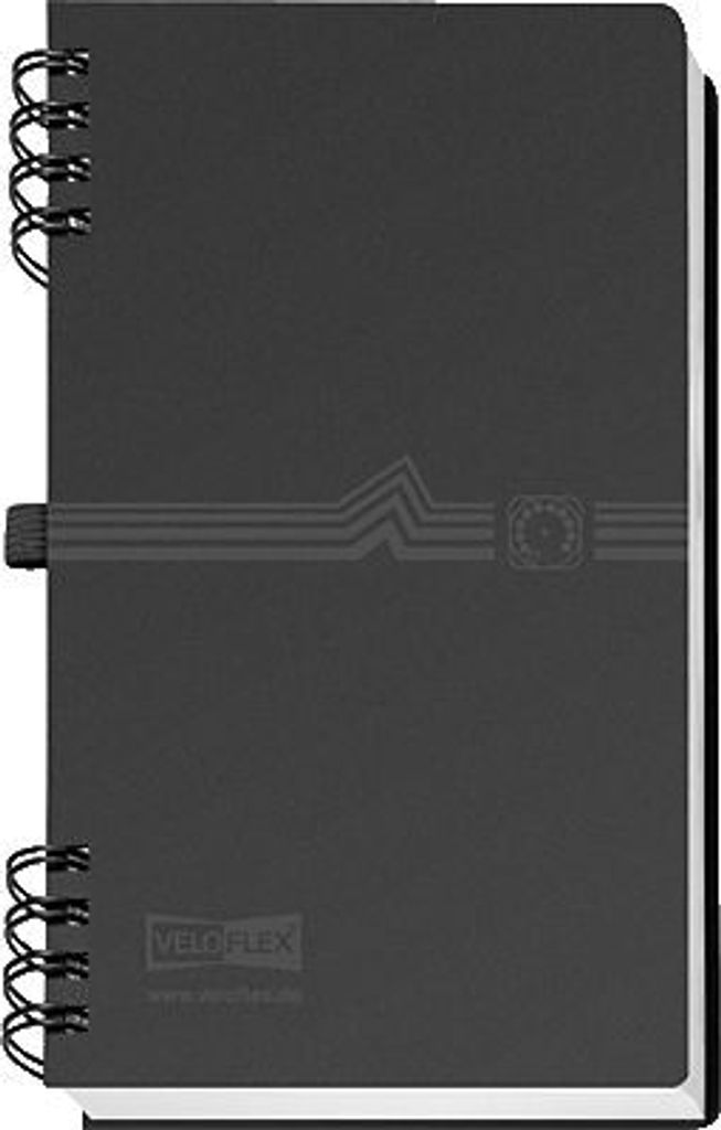 VELOFLEX Telefonringbuch - DIN A7 - mit Spiralbindung - PP - 72 Blatt - schwarz