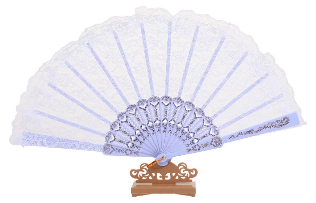 Vintage-Faltfächer aus Spitze, Kunststoffrippen, tragbarer Handfächer für den Sommer, ideal als Requisite für Hochzeiten, Tanzpartys und Bühne...