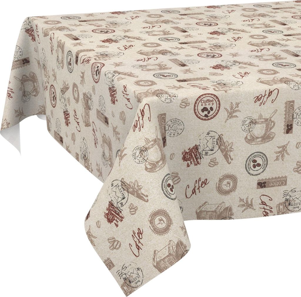 Tischdecke Genuß Kaffee Braun 500x140cm Schnittkante Wasserabweisend abwaschbar