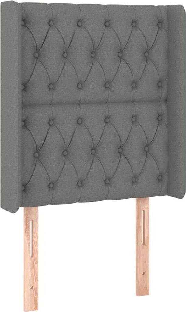 vidaXL Kopfteil mit Ohren Dunkelgrau 83x16x118/128 cm Stoff