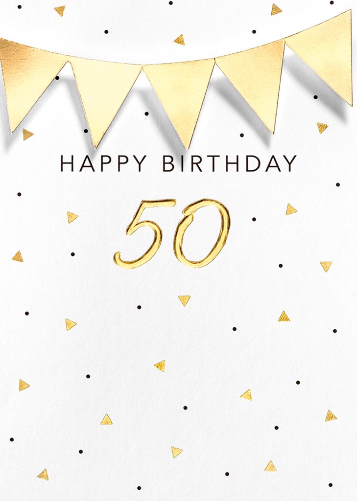 50 Geburtstag Black Gold Glückwunschkarte im Format 115x17cm mit Um