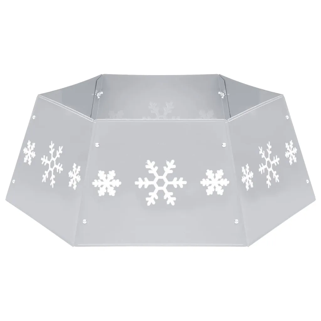 Décoration pied de sapin Noël argentée et blanche Ø68 cm - Ambiance