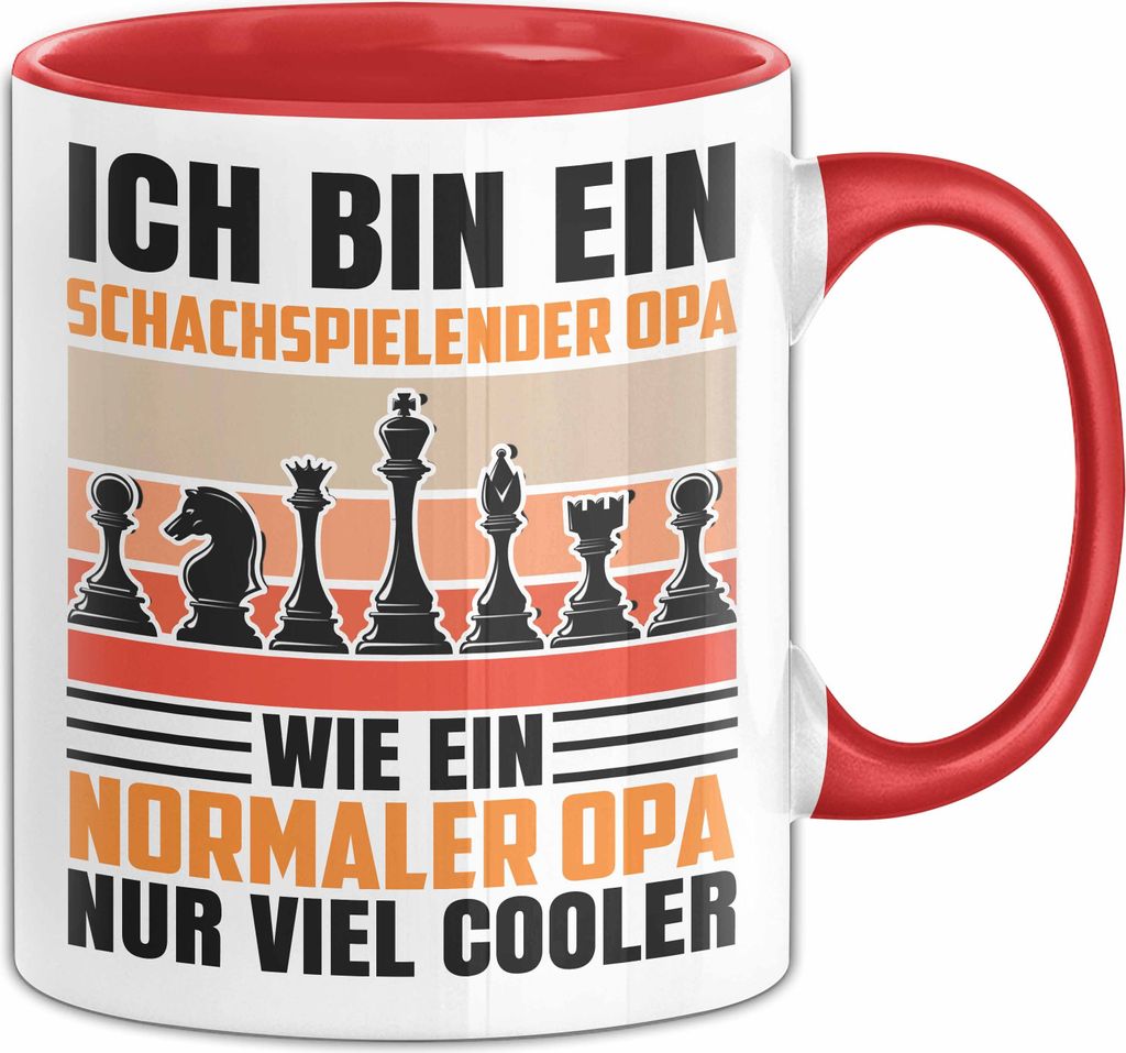 Schach Opa Tasse Geschenk Wie Ein Normaler Opa Geschenkidee Großvater Schach Spielen Becher (Rot)