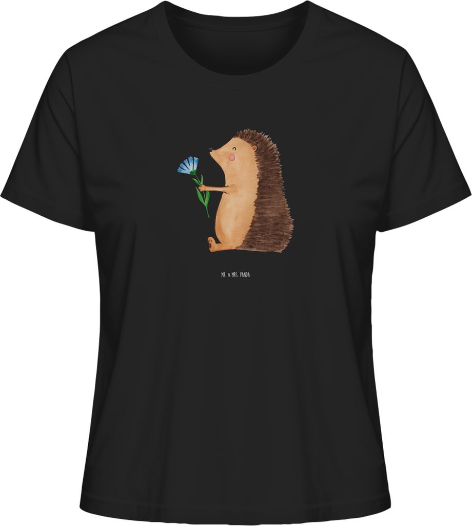 Mr. & Mrs. Panda Damen T-Shirt Igel Blumen Größe XL - Schwarz - Geschenk, Lustige Sprüche, Gute Besserung, krank, Oberteil, Krankenhaus, Kurzarm...