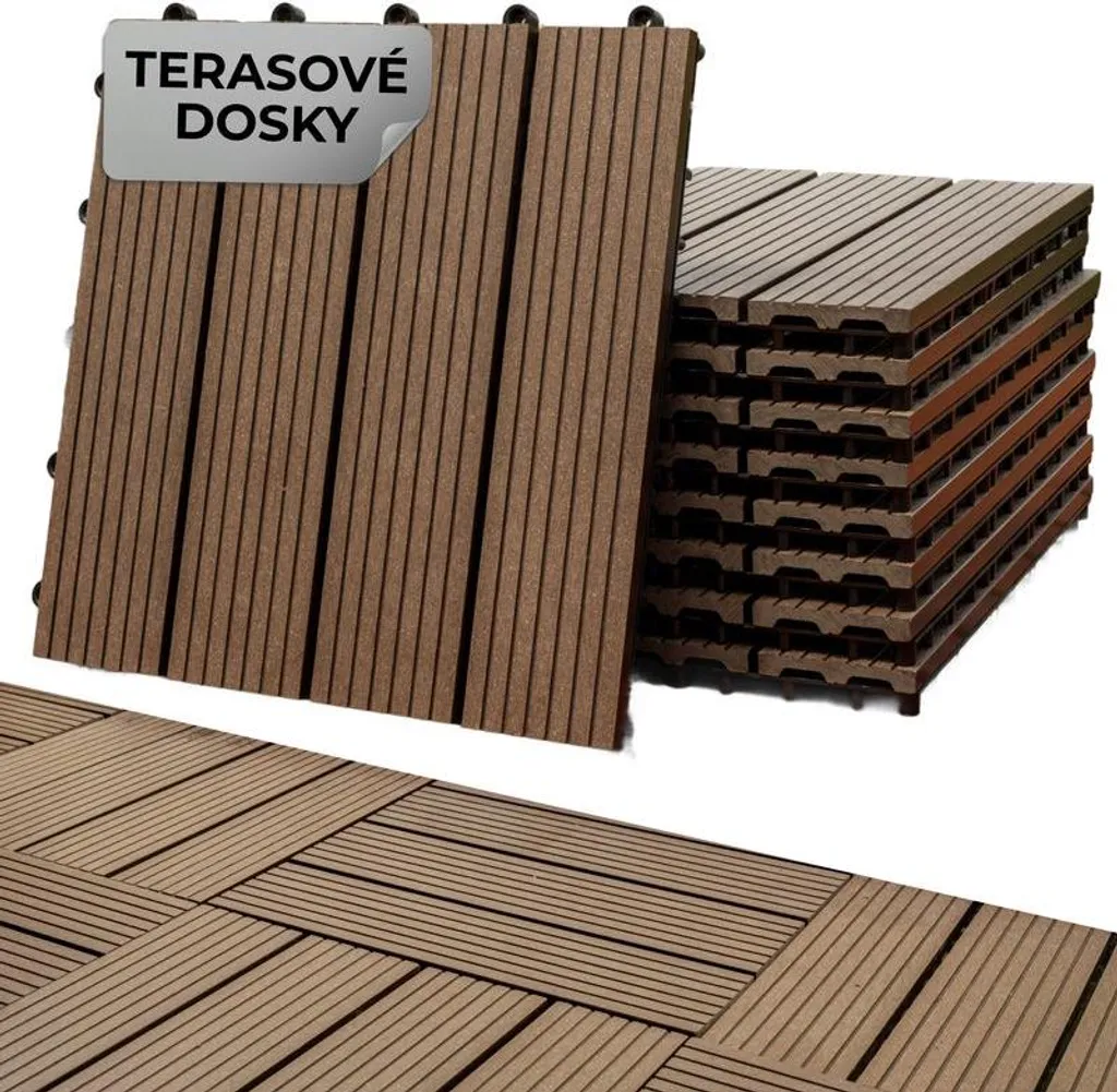 Caillebotis de jardin clipsables en composite WPC aspect bois - 9 dalles