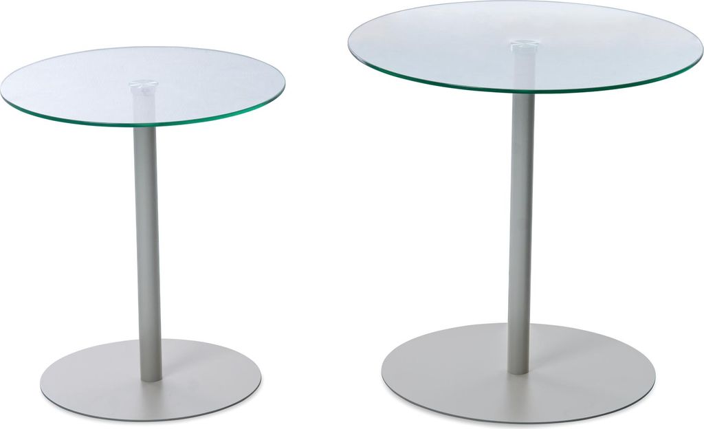 Satztisch >Lia< (2er-Set) in klarglas / beige - Ø/H: 40/45 cm + Ø/H: 50/50 cm