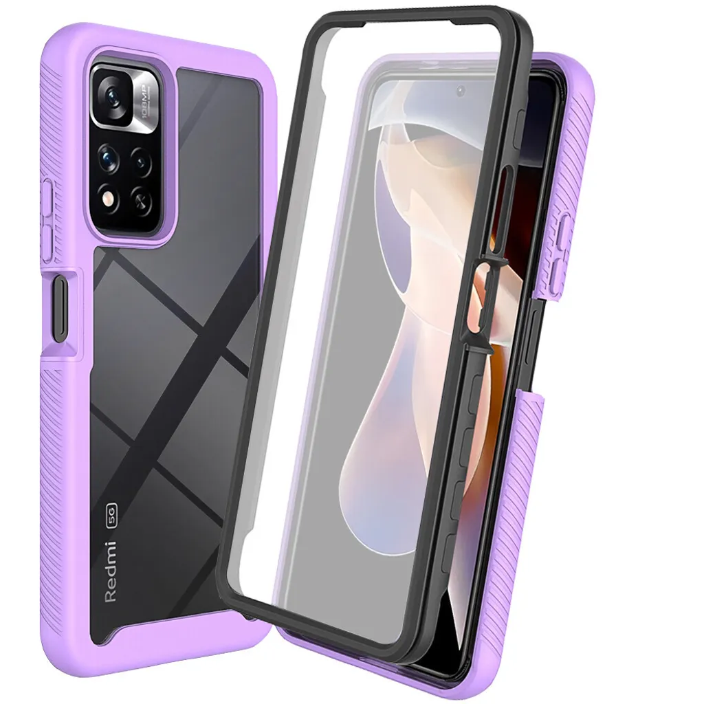 Custodia per Xiaomi Redmi Note 11 Pro+ 5G, paraurti con protezione dello schermo integrata a 360° Custodia protettiva per tutto il corpo Viola