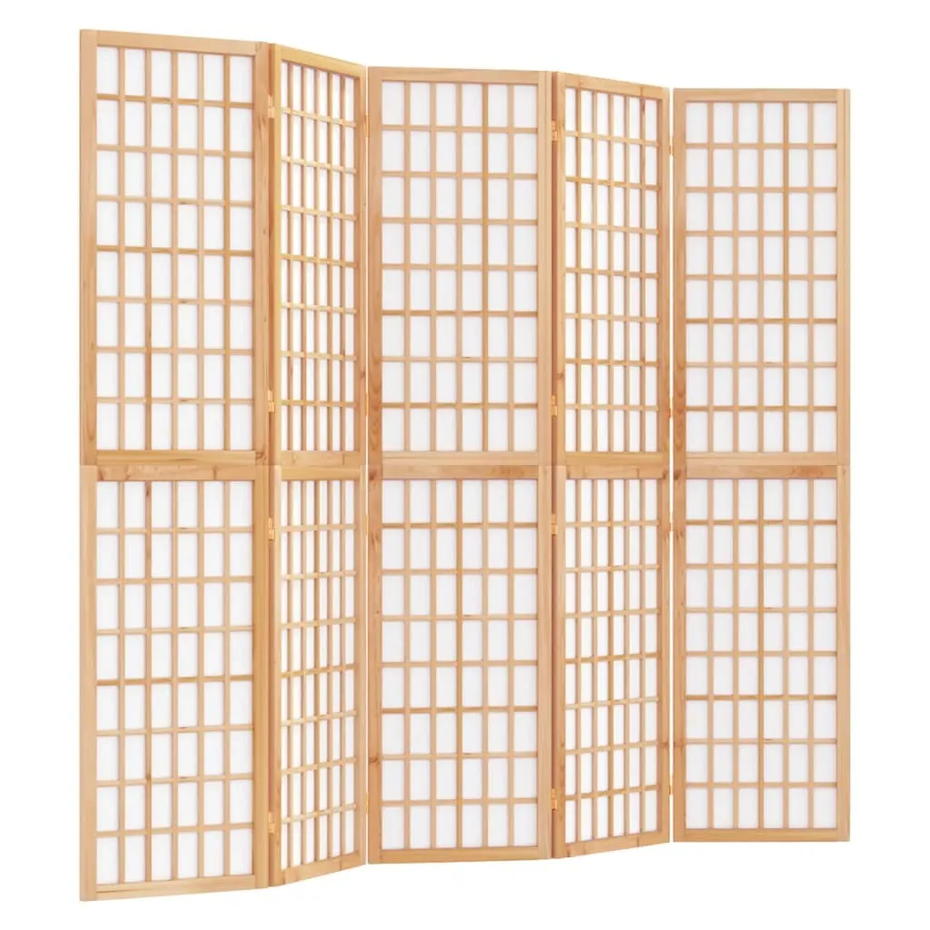 Cloison de Séparation Japonaise 5 Volets 200x170 cm - Séparateur Bois