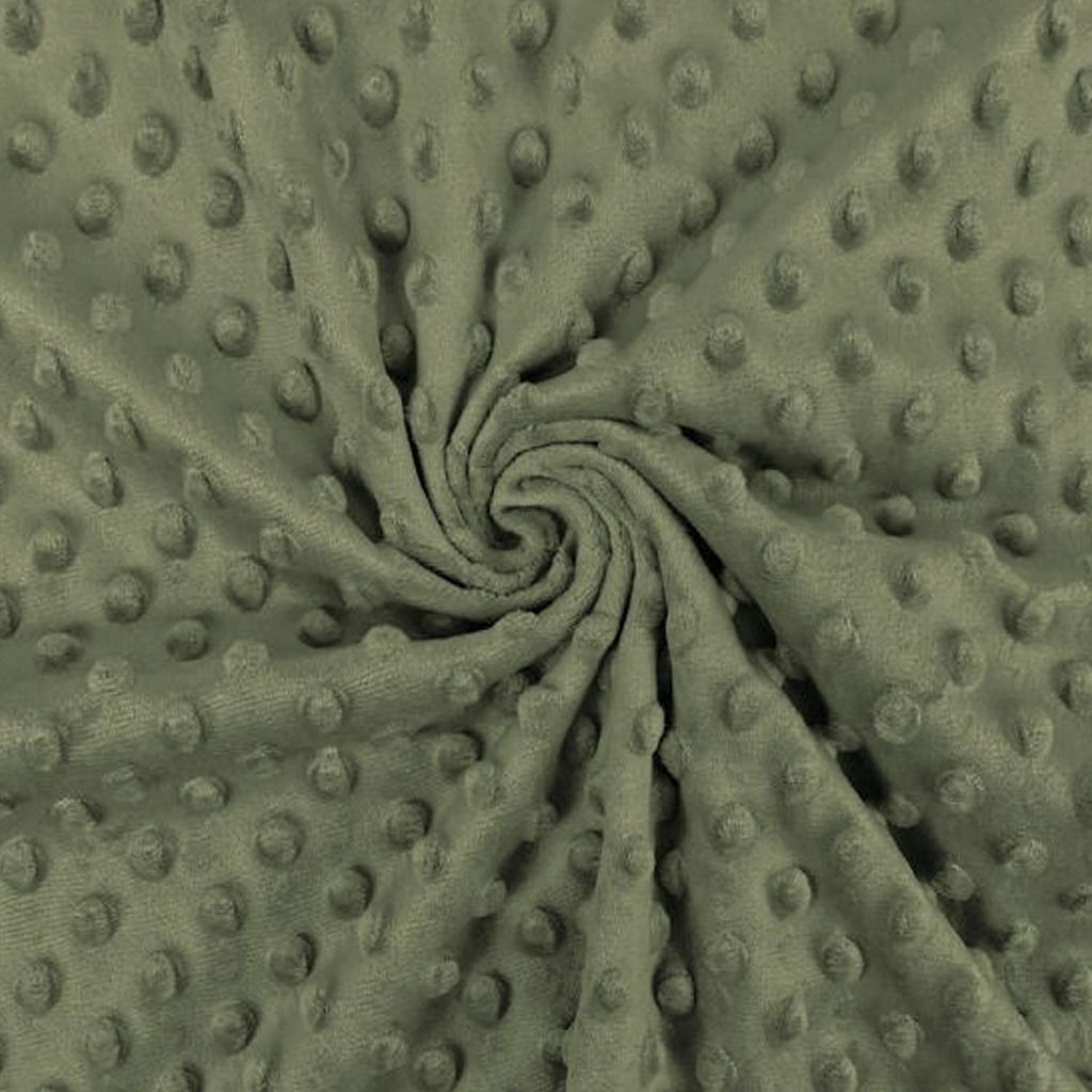 Tessuto Minky a pois color kaki 50 cm Tiny - 50 x 150 cm - Immagine del prodotto 