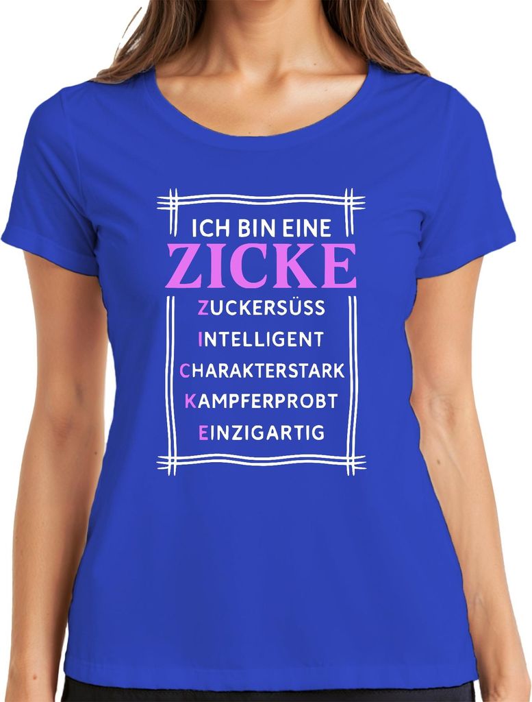 Ich bin eine Zicke Zuckersüß Intelligent Geschenk Frech Spruch Damen T-Shirt, Blau, 3XL