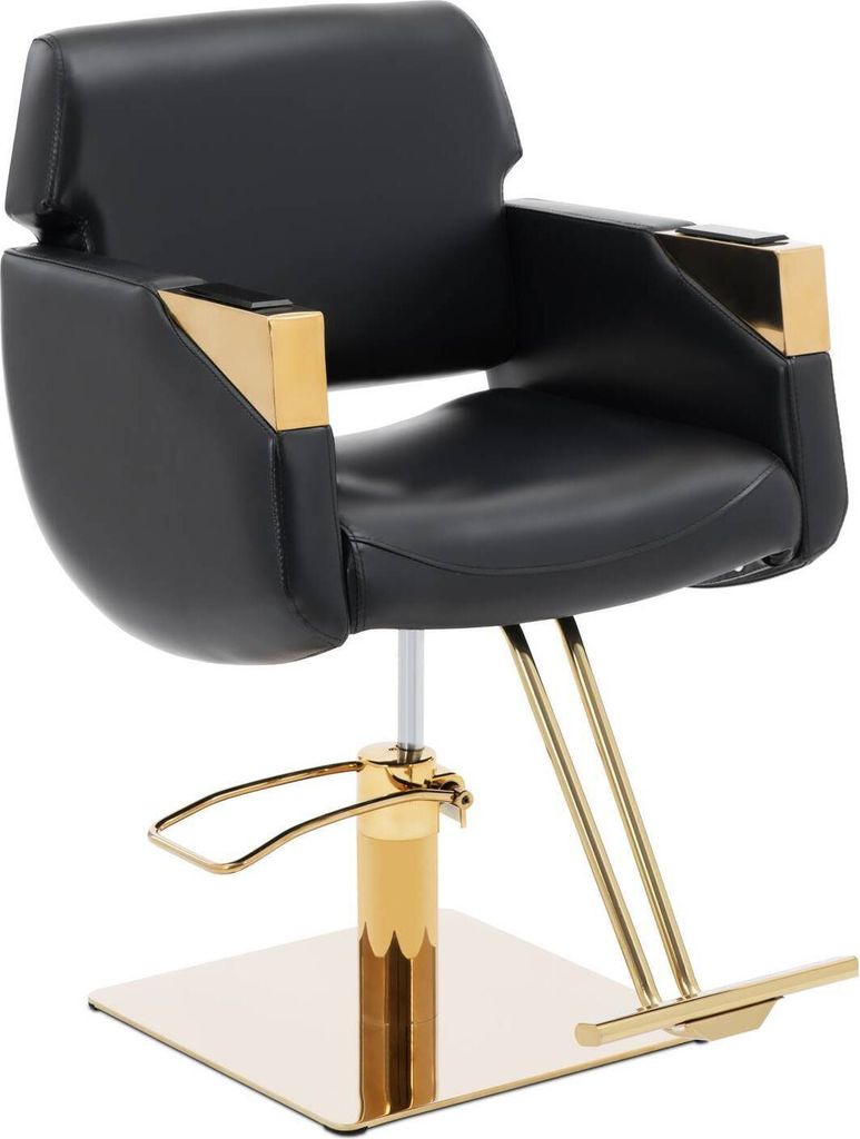 Expondo physa Friseurstuhl mit Fußstütze - 480 - 630 mm - 200 kg - Schwarz / Golden