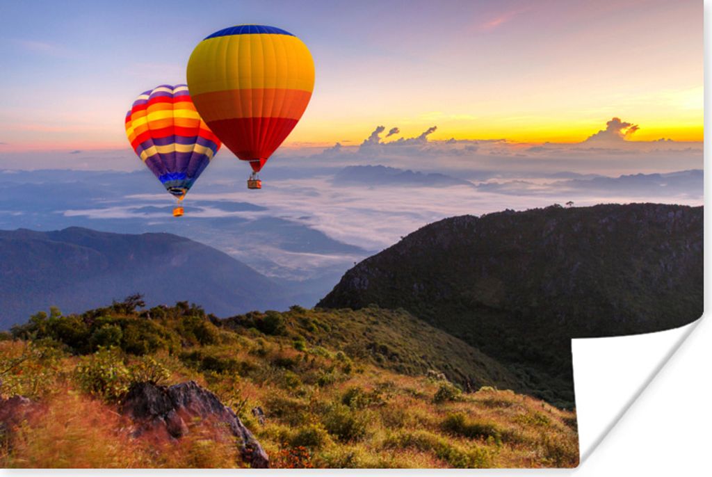 MuchoWow Poster Heißluftballon - Berg - Thailand 30x20 cm - Plakate - Print