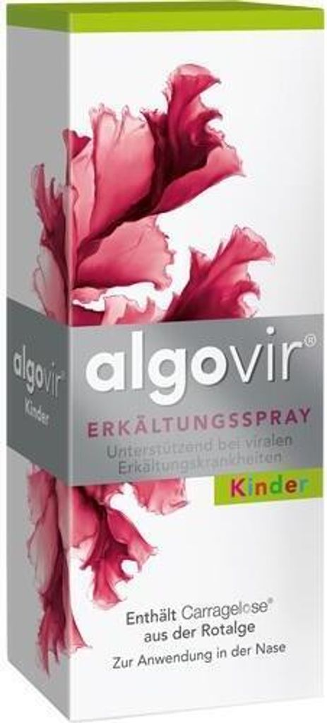 A product box for Algovir Kinder Erkältungsspray.