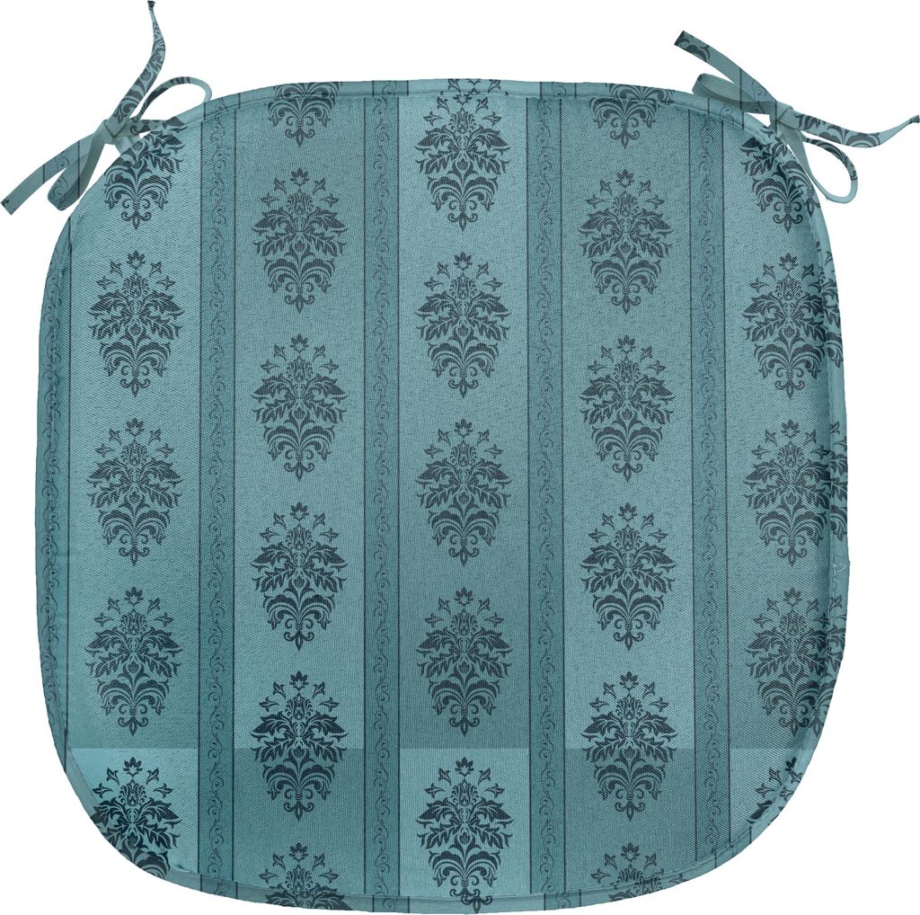 ABAKUHAUS Damast Polster für Esszimmerstühle, Medieval Gothic Rokoko, Dekoratives wasserfestes Kissen mit Riemen für Küchensitze, 40 cm x 40 cm...