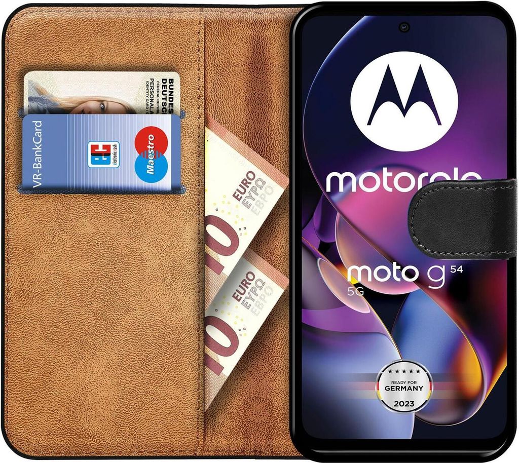 Coque Livre Flip Bookstyle Pour Motorola Moto G54 5G - Noire TPU - Neuf