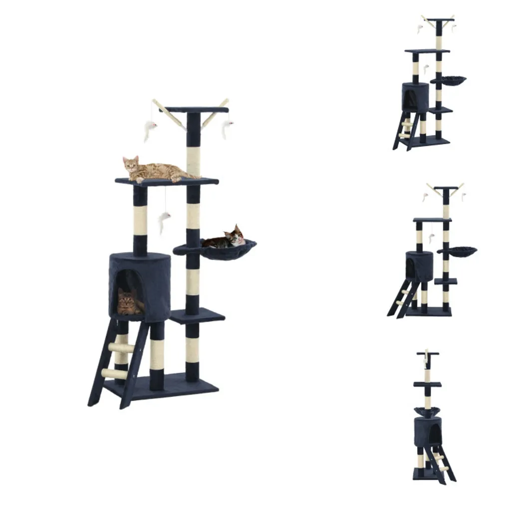 vidaXL Tiragraffi per Gatti 138 cm Blu Scuro | Albero Tiragraffi in Sisal