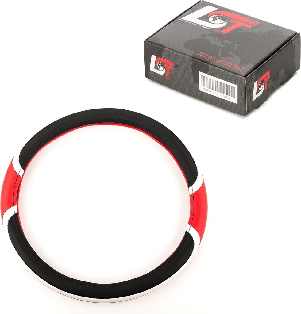 Lenkradbezug Ø 38x9cm schwarz rot weiß für CITROEN für PEUGEOT für RENAULT