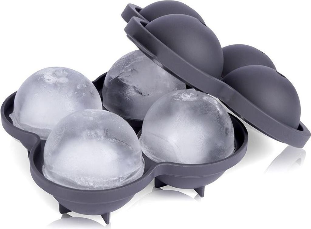 Forma na cztery duże kule lodowe, 8 cm, czarny termoplast Zdjęcie produktu 