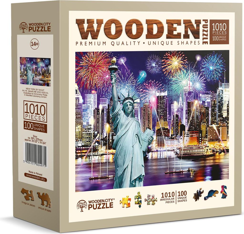 WOODEN CITY: Holzpuzzle, "New York bei Nacht", 1010 Teile Produktbild 