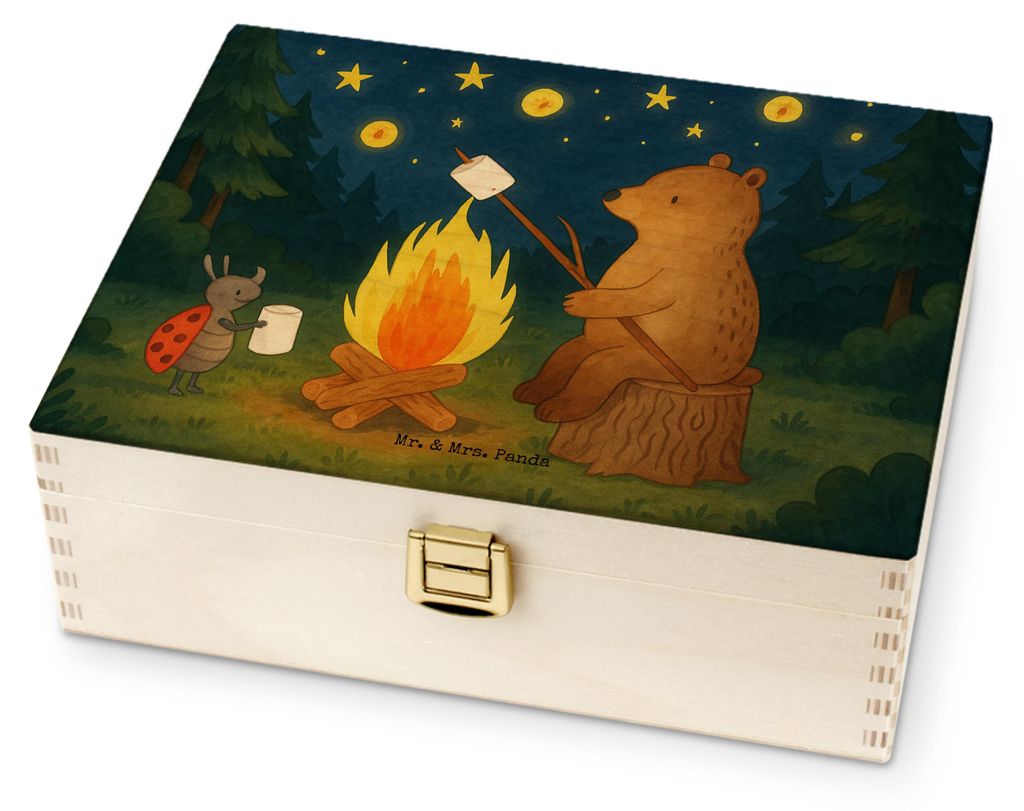 Mr. & Mrs. Panda Tee Box Bär & Marienkäfer Lagerfeuer Design - Weiß - Geschenk, Teddy, für Paare, Teedose, Teebeutel Aufbewahrung, Organizer, H...