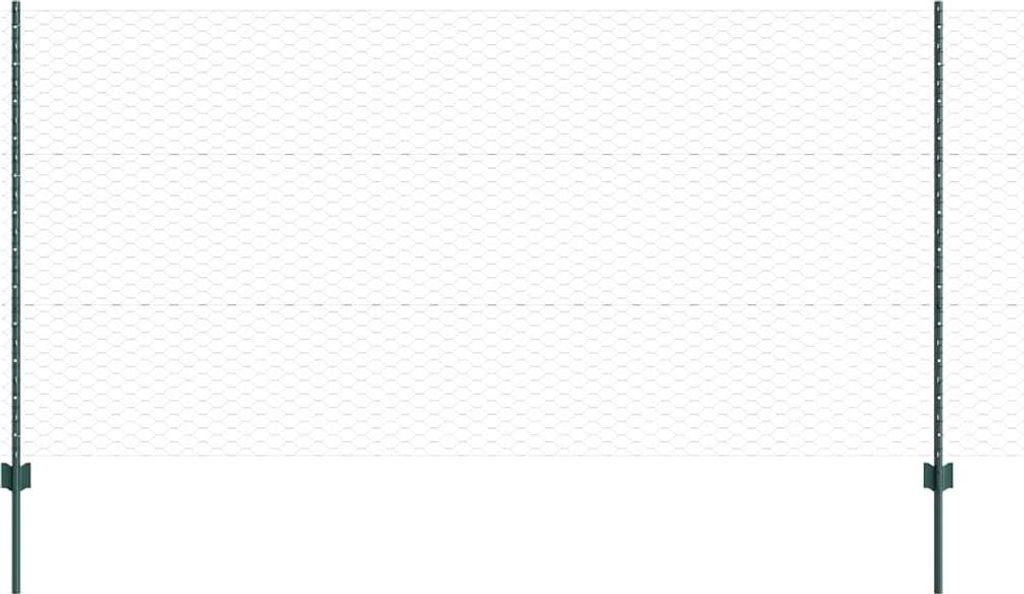 A green fence with posts on a white background.