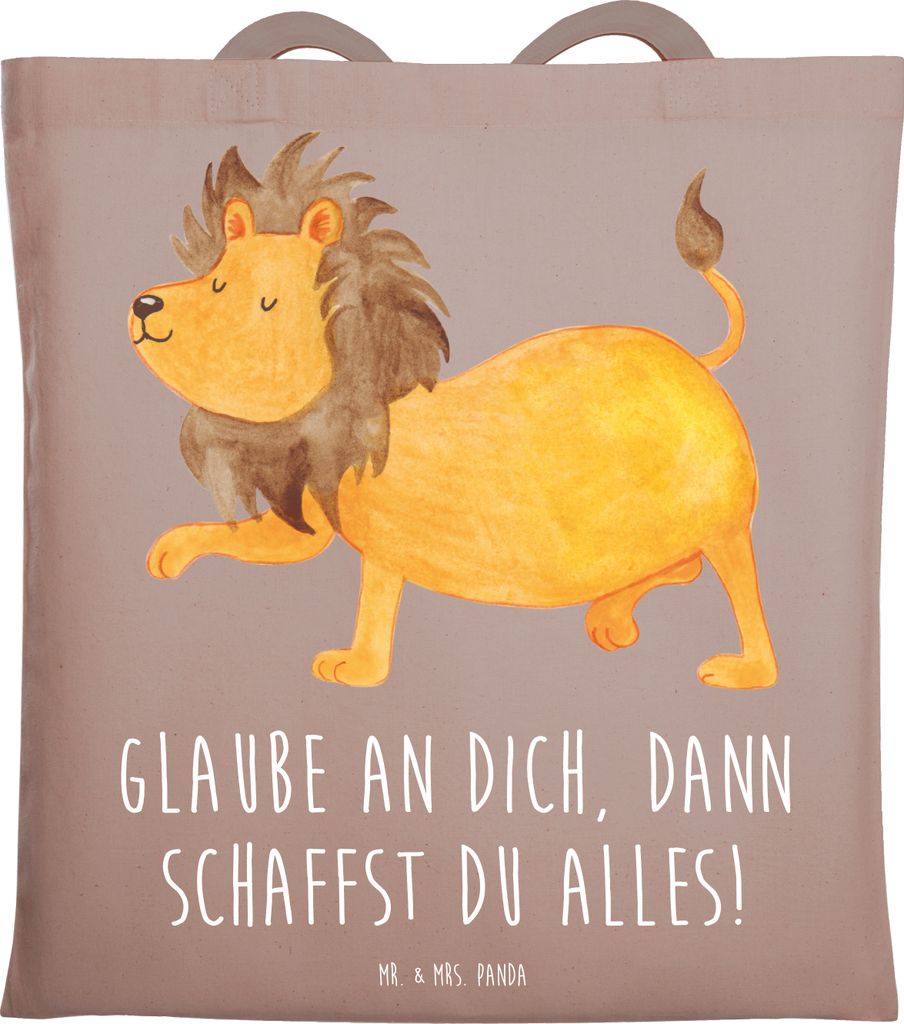Mr. & Mrs. Panda Beutel Angst überwinden - Braun Pastell - Geschenk, Liebe, dann schaffst du alles, Stärke, festivaltasche, Ermutigung, Vertrauem...