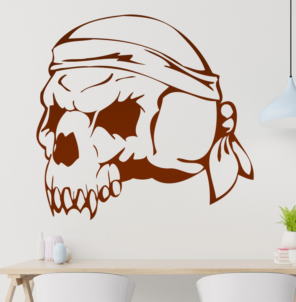 Western Schädel Wandtattoo in 6 Größen - Wandaufkleber Wall Sticker - Dekoration, Küche, Wohnzimmer, Schlafzimmer, Badezimmer