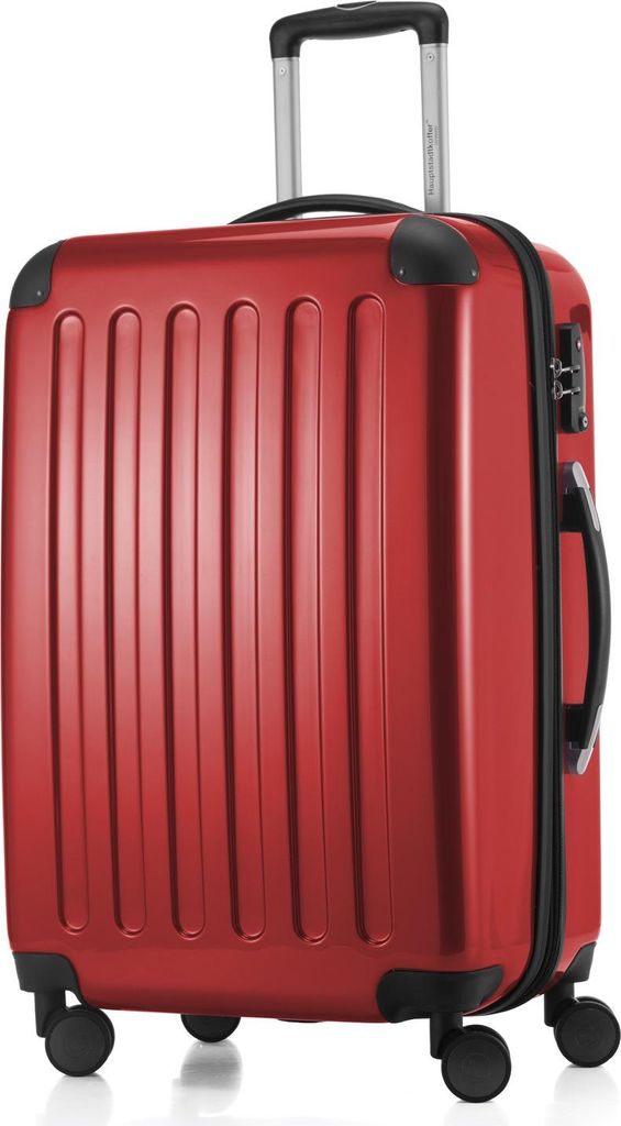 HAUPTSTADTKOFFER - Alex - Hartschalen-Koffer mit Erweiterung Reisekoffer Hardcase Check-In Luggage 15-20 kg, expandable Trolley glossy 65 cm, 74 L,Rot