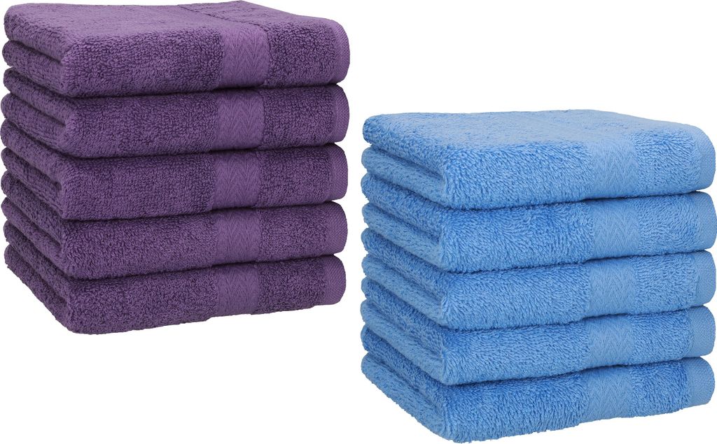 Betz 10 Stück Seiftücher 30x30 cm PREMIUM 100% Baumwolle Farbe: lila und hellblau