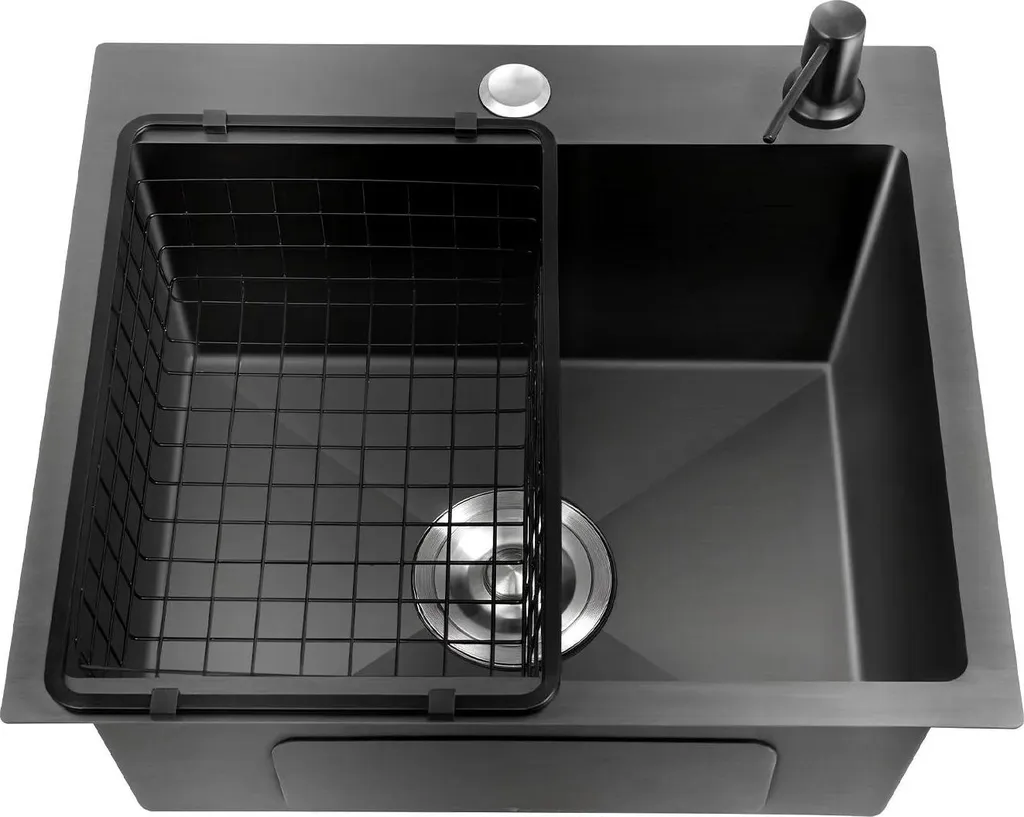 Lavello Professionale Nero 45x40 Doppia Vasca Nano Acciaio Inox 201