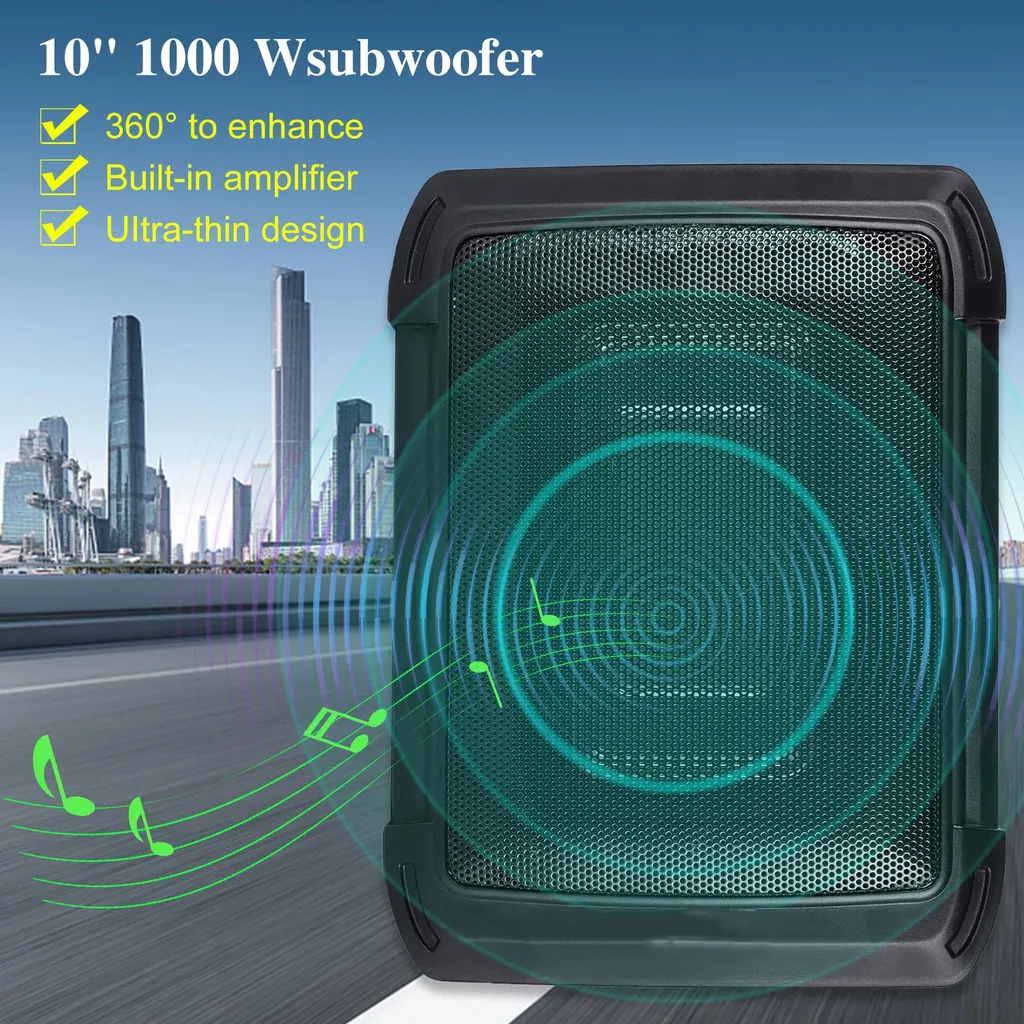 Subwoofer de Voiture 1000W - Caisson de Basses Compact 34,5x26x8 cm - 3