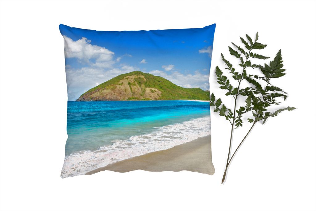 MuchoWow Zierkissen Sofakissen Wohnzimmer Dekokissen 45x45 cm Meer - Tropen - Strand - Pflanzen - Schlafpolster - Polster für das Sofa