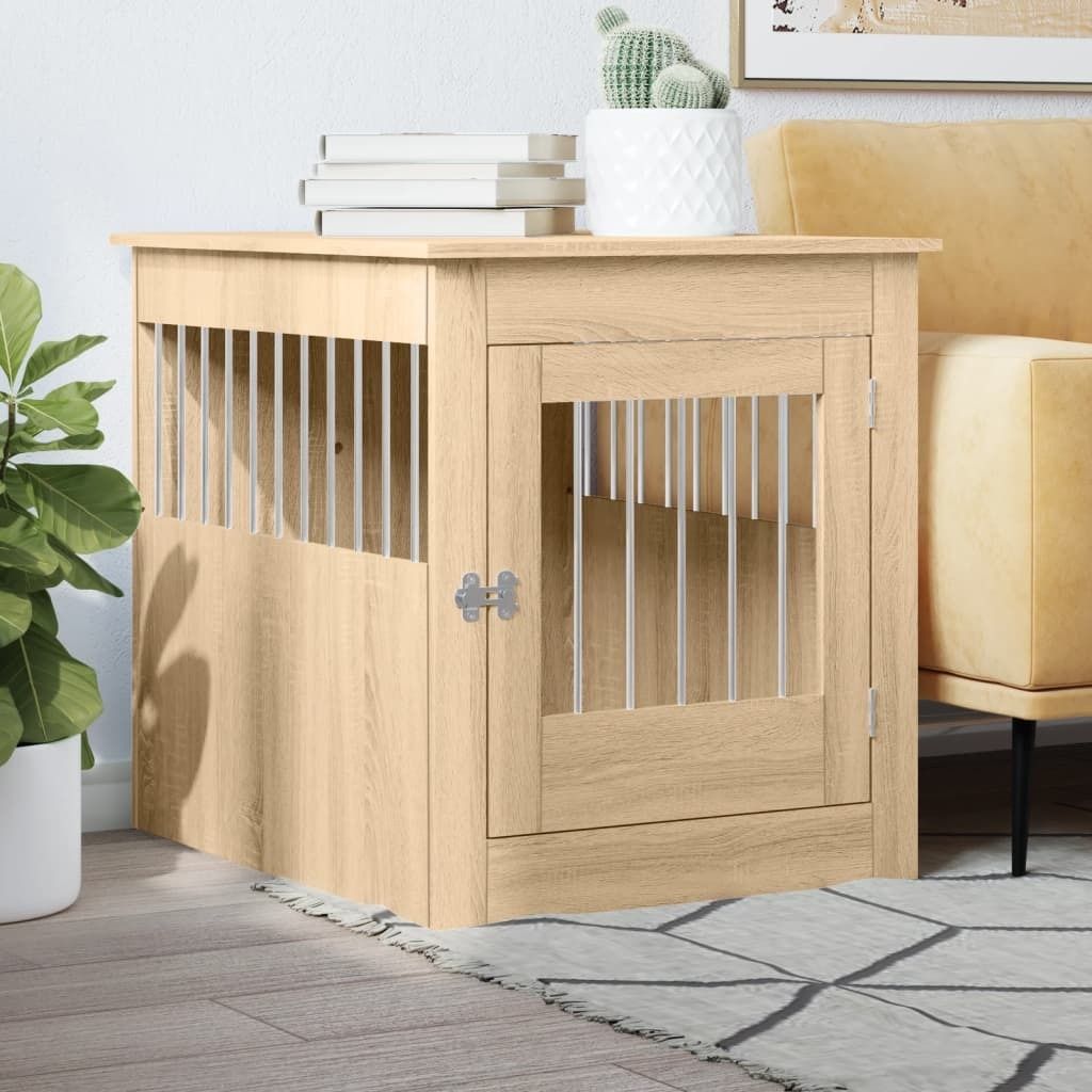 Design Hundekäfig im Möbelstil Sonoma-Eiche 64,5x80x71cm Holzwerkstoff, Hunde-Transportboxen 2024 Neu