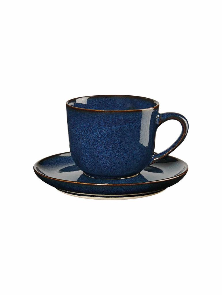 ASA Selection saisons Espressotasse mit Unterer Midnight Blue, Espresso Tasse, Kaffeetasse, Untertasse, Steinzeug, Blau, 90 ml, 27110119
