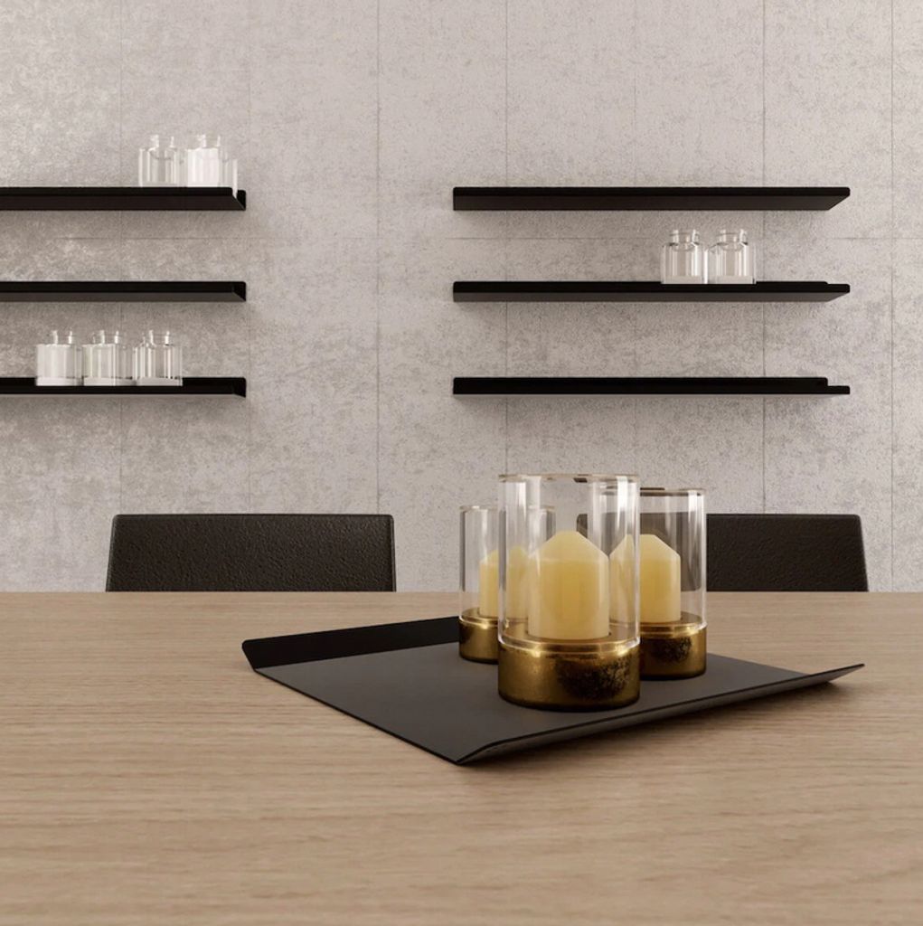 Tablett aus Aluminium in Schwarz / Weiß / Sandgrau in modernem Design, Farbe:Weiß, Größe:Large