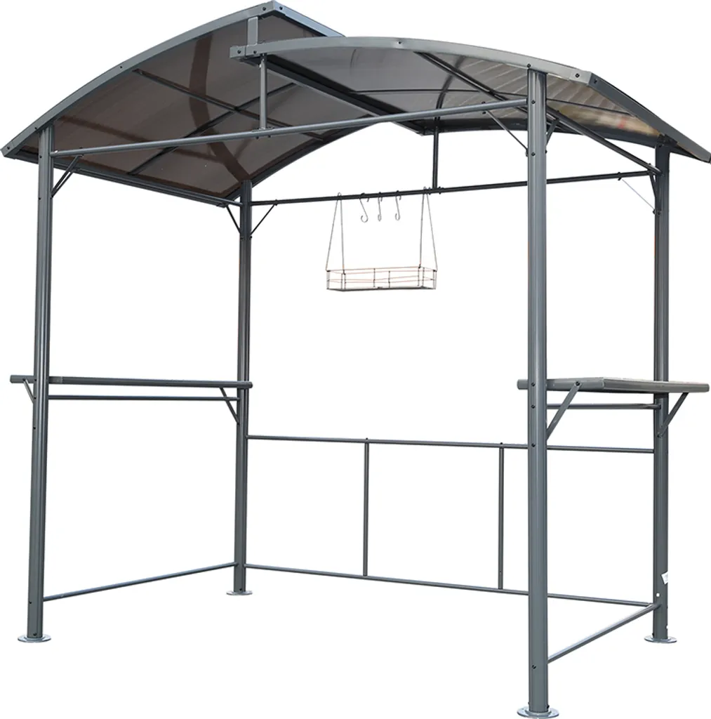 Angel Living Pavillon de barbecue en aluminium gris avec hotte ventilée