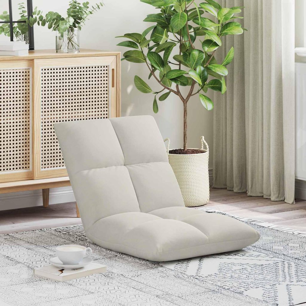 Bodenstuhl Creme 50 x 61 x 57 cm Samt - Fernseh- & Relaxsessel DE1178