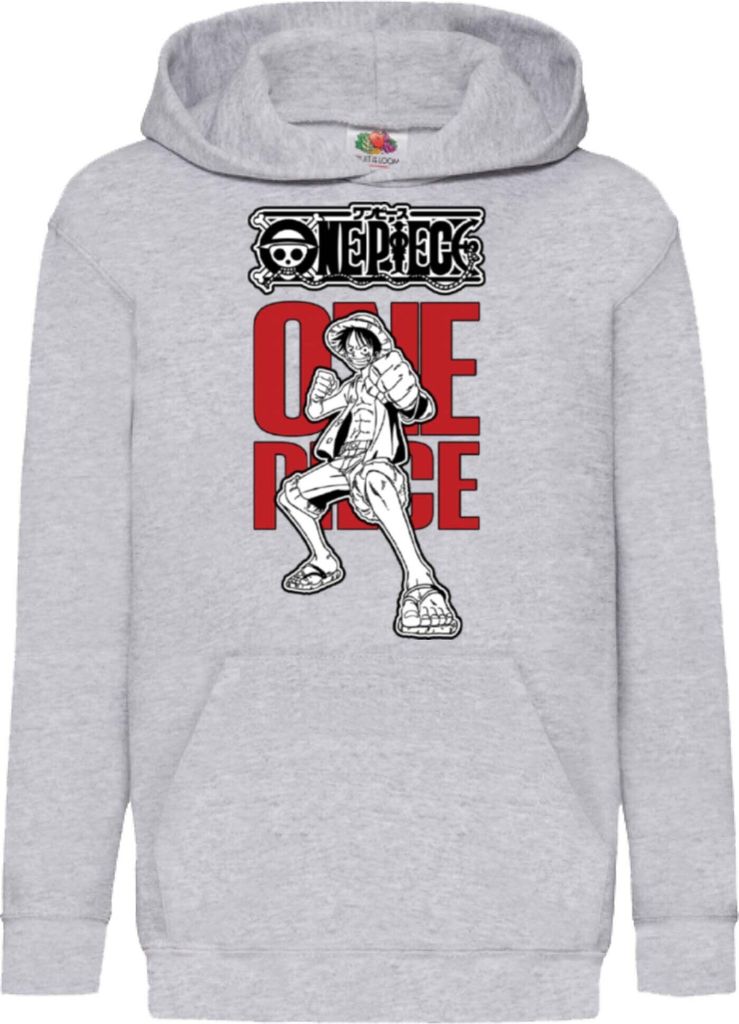 Kinder Kapuzenpullover One Manga Piece Anime 04, 5-6 Jahr - 116 / Grau
