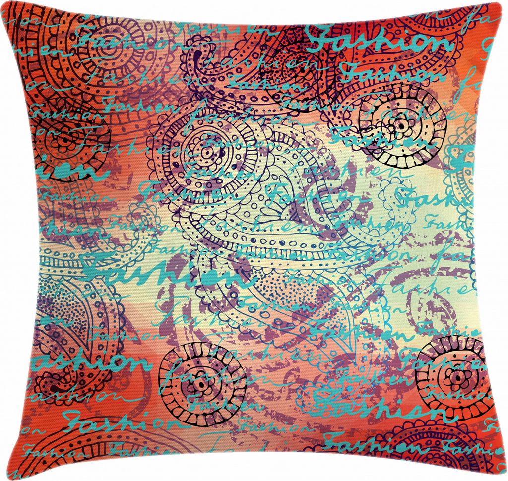 ABAKUHAUS Ethnisch Kissenbezug, Grunge Paisley, Waschbar mit Reißverschluss Kissenhülle mit Farbfesten Klaren Farben Beidseitiger Druck, 40 x 40 ...