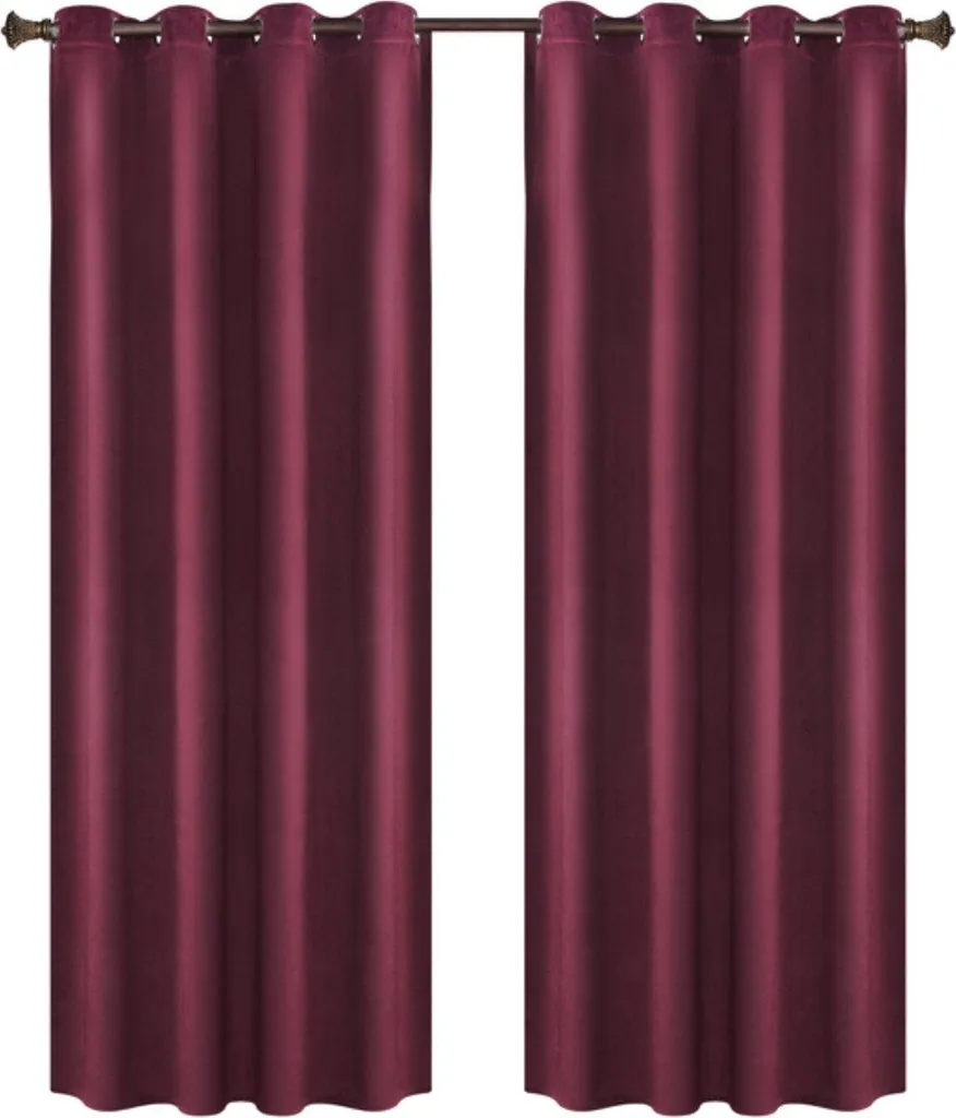 Rideaux Occultants Happyment Vida Velours Bordeaux 140x245 cm Lot de 2