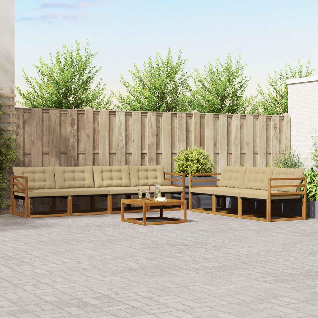 Outdoor-Sofagarnitur - VIDAXL - Terrassen-Sofa - mit Kissen - 8 pcs - Natur und Beige
