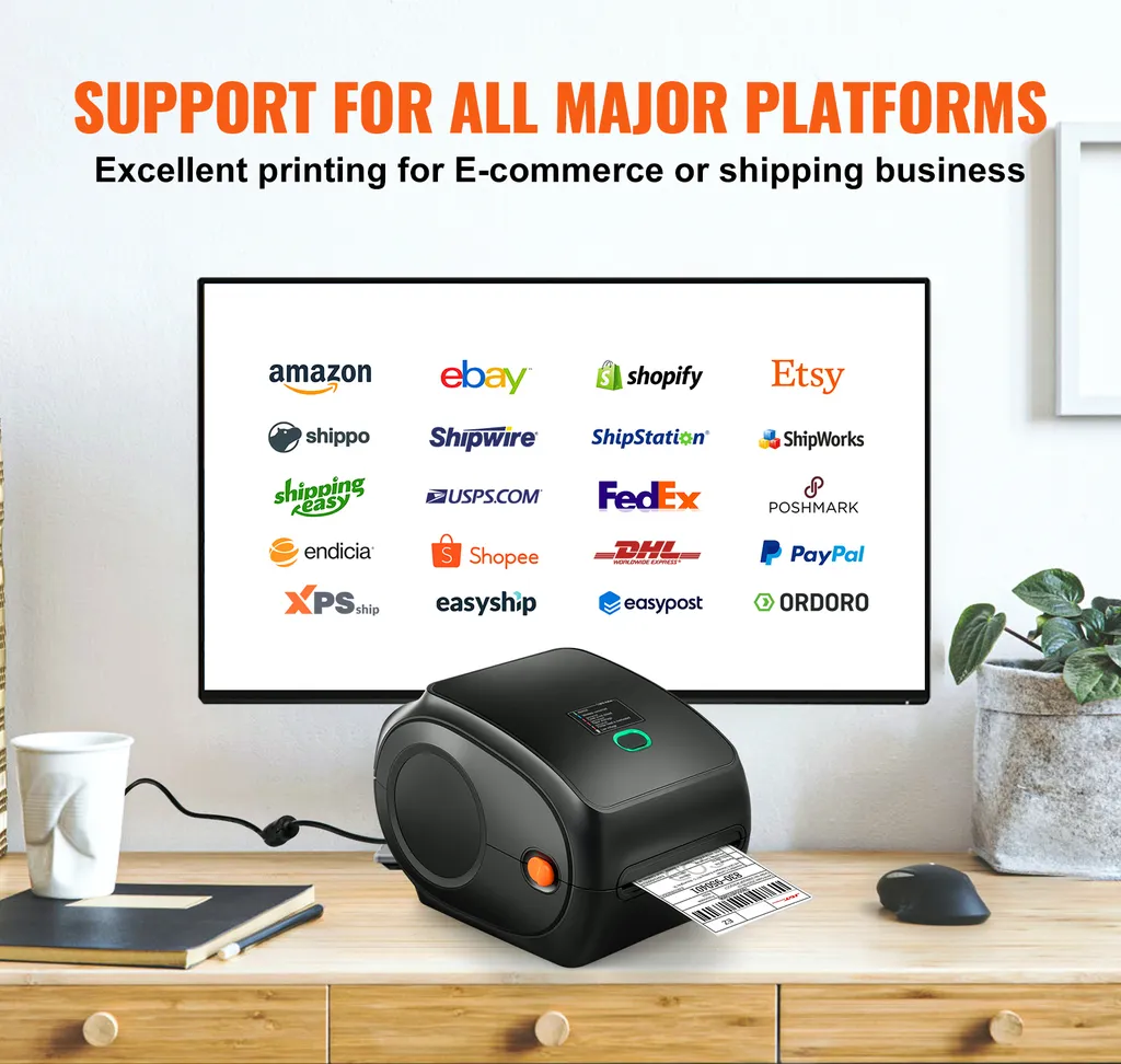 SucceBuy 300 DPI stampante termica per etichette di spedizione 4 x 6, Bluetooth senza fili con riconoscimento automatico delle etichette, supporta Windows/MacOS/Linux/Android/iOS, compatibile con Amazon, eBay, Etsy ecc. - 2