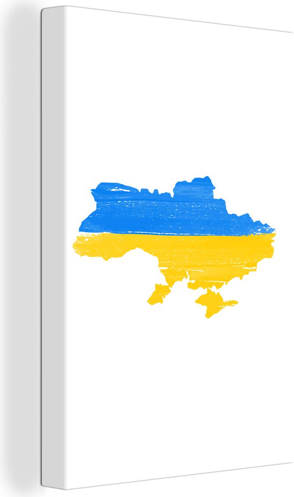 OneMillionCanvasses - Leinwandbilder - 90x140 cm, Karte mit Flagge der Ukraine, Wandbilder Kunstdruck Wanddekoration - Foto auf Leinwand - Gemäl...