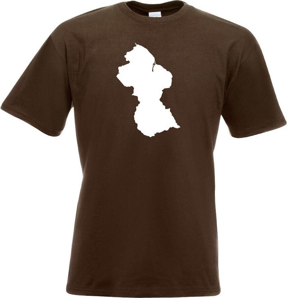 Kiwistar - T-Shirt - Chocolate - Guyana Umriss Kontur Herren Funshirt Bedruckt Design Sprüche Spruch Motive - mit Motiv Bedruckt - Funshirt Design...