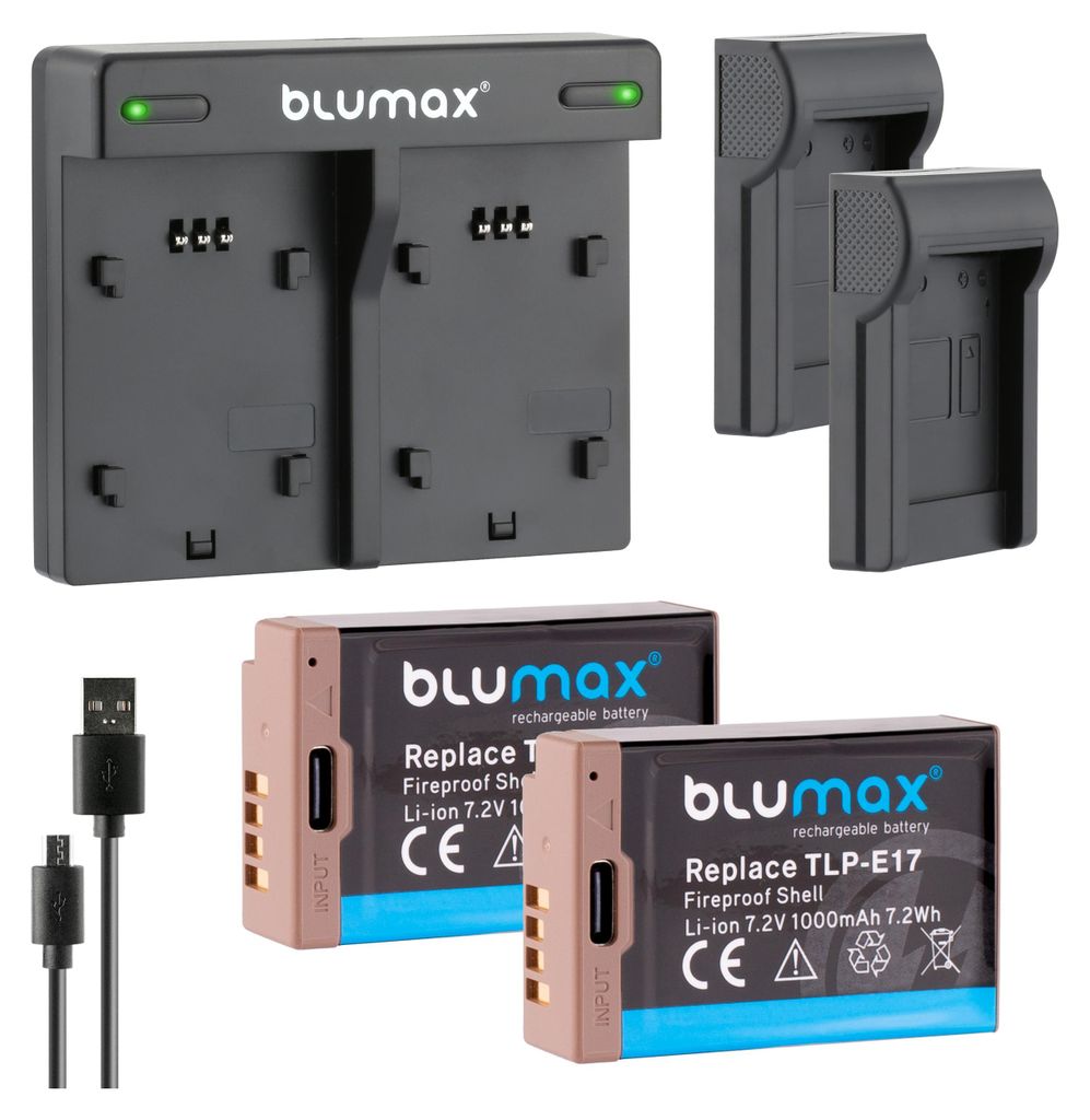 2x Akku + Lader für Canon LP-E17 EOS RP M6 750D 760D R10 R50 USB Typ-C 1000 mAh