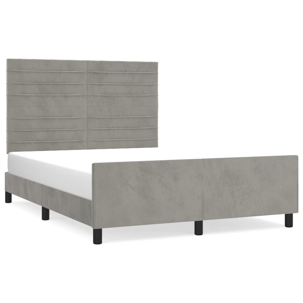 vidaXL Bettgestell ohne Matratze Hellgrau 140x200 cm Samt